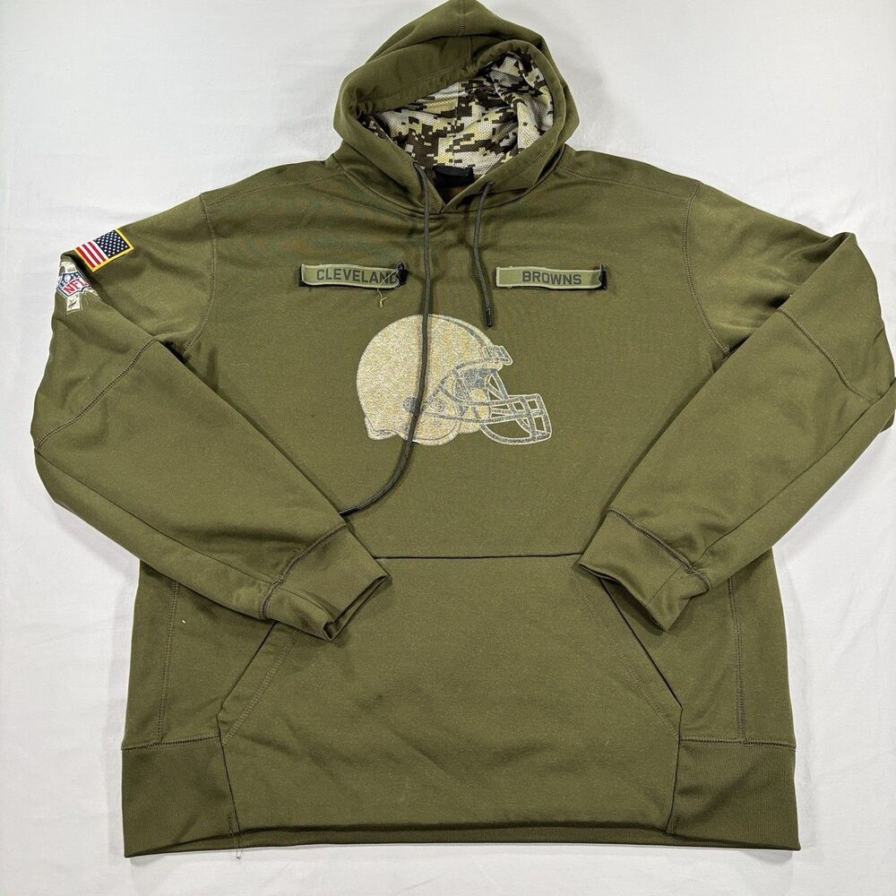 Nike Cleveland Browns Hoodie Mens XL Green Camo Salute To Service NFL USA